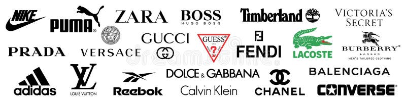 Vector Logos of Popular Brands Such As Chanel Louis Vuitton Prada Gucci  Fendi Chloe Logos on Transparent Background for Editorial Stock Image   Illustration of prada luxury 238875234